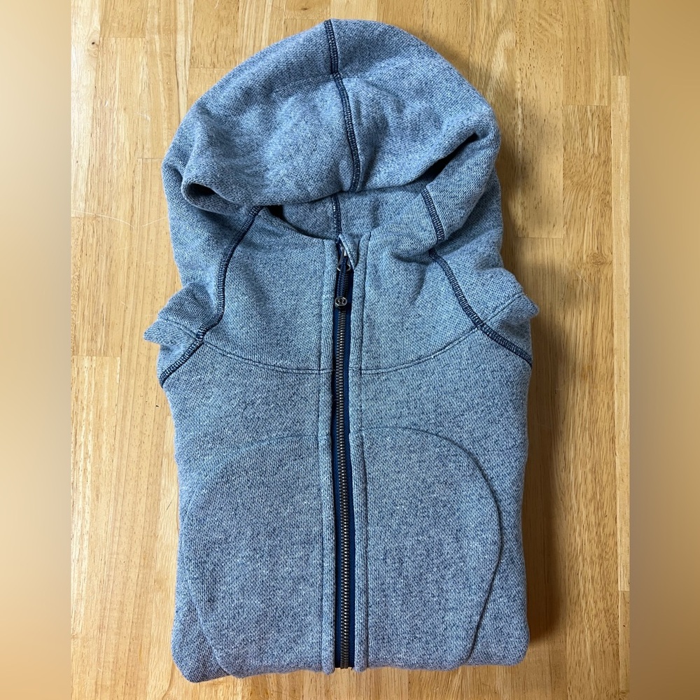 Lululemon Size 8 On The Daily Hoodie Full Zip Jacket Heathered Poseidon - Picture 14 of 16